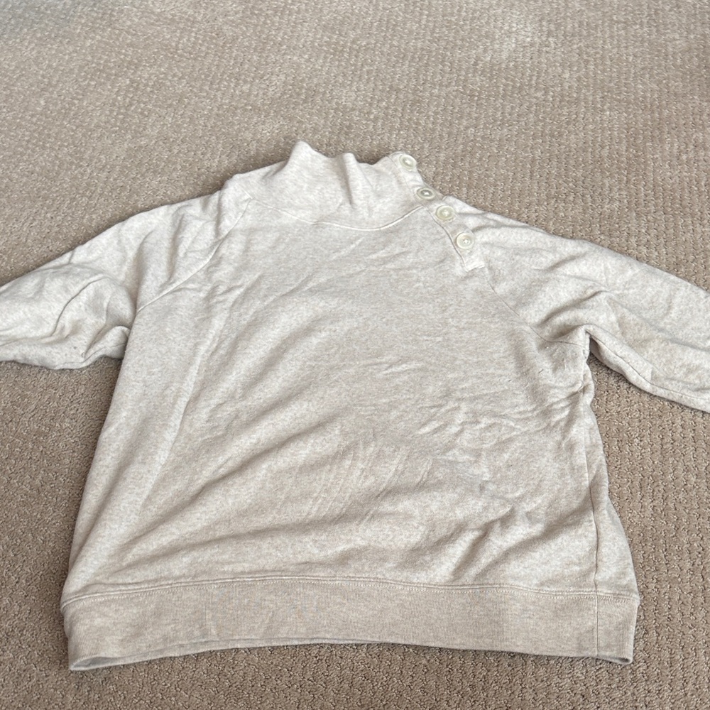 J. Crew Light Gray Turtleneck Sweater with Button Accents